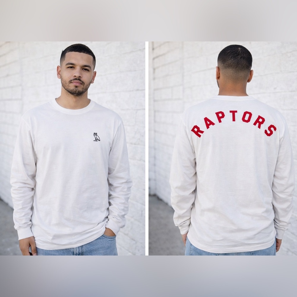 OVO White Long Sleeve Raptors Tee